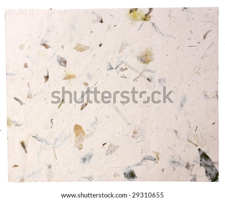 handmade paper with organic insertions and grunge surface