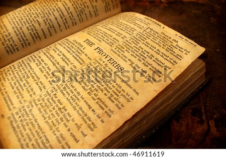 Close up of old Holy bible book