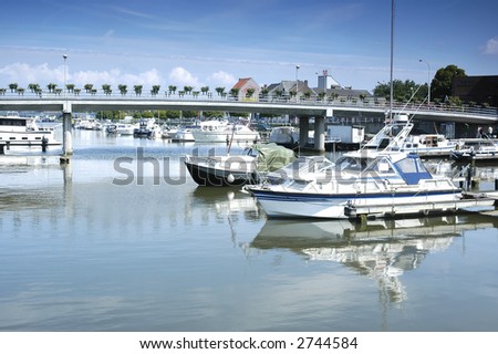 City port with yachts in Hasselt, Belgium
