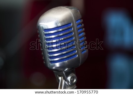 Sound Recording Equipment With Purple Background / Vintage Microphone