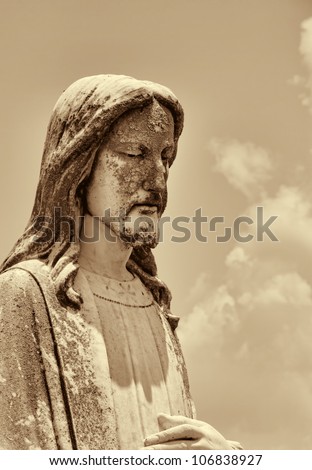 The Lord Jesus Christ Cemetery Statue in Sepia/The Lord Jesus Christ Cemetery Statue in Sepia/The Lord Jesus Christ Cemetery Statue in Sepia/