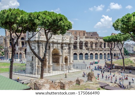 Roman Forum with The Arc of Constantine and Colloseum