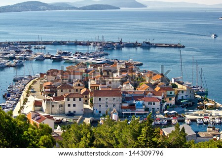 Dalmatian Town Of Tribunj, Vodice Aerial View, Dalmatia, Croatia