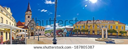 Marija Bistrica square colorful panorama, Zagorje, Croatia