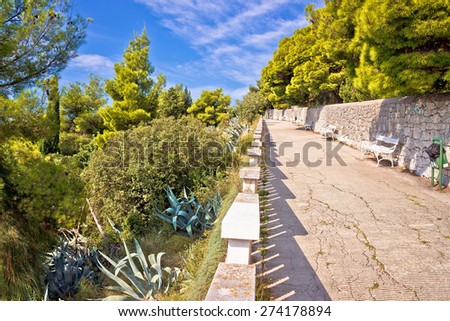 Marjan hill above Split mediterranean walkway view, Dalmatia, Croatia
