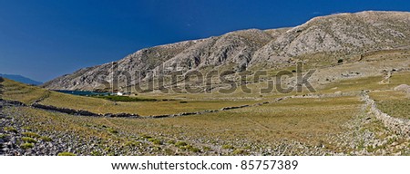Stone mountain desert & Sea in Vela Luka, Krk, Croatia