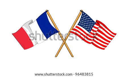 America and France alliance and friendship - stock photo