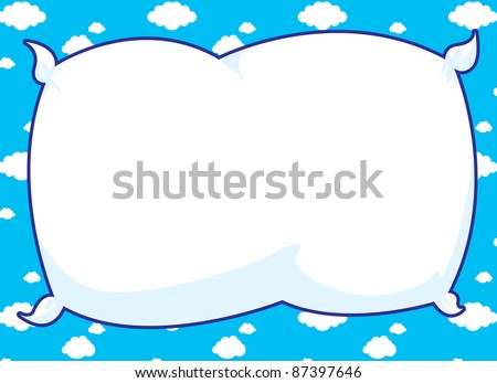 Cartoon Frame With Pillow Inset And Blue Cloud Background Stock Photo ...