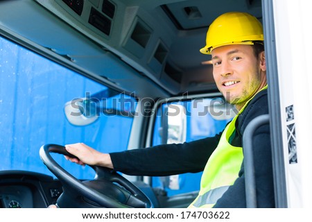 driver driving with the truck over building or construction site