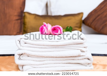 Flowers to welcome guest in hotel room