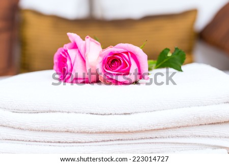 Flowers to welcome guest in hotel room
