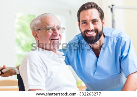 Senior man and nurse in rest home