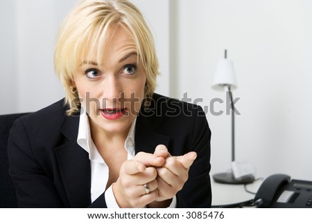 Business woman talking very bossy or aggressively