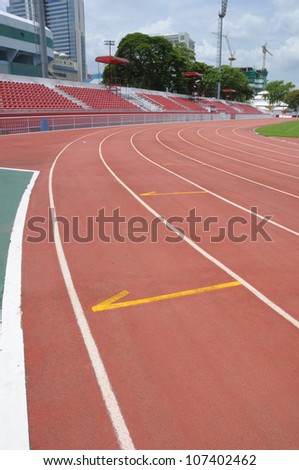 Curve of Race Track in Big Football Stadium