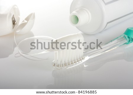 Dental care products: toothbrush, paste and dental floss