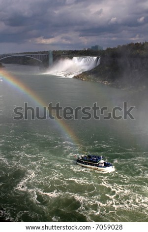 Rainbow Blesses Tour Boat at Niagara Falls