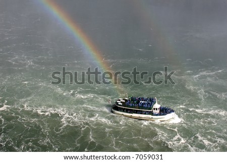 Rainbow Blesses Tour Boat at Niagara Falls