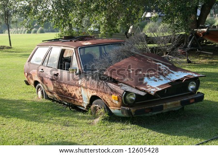 stock photo Old Rusted Out Car