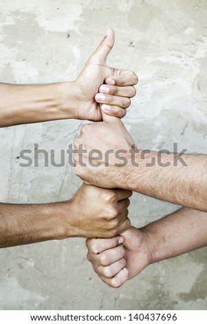 Series of various hands representing diversity.Lots of hands of