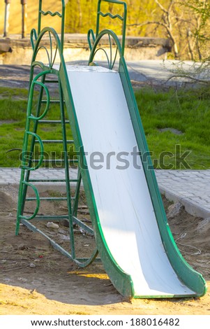 iron swings, slides