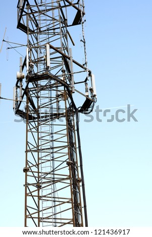 Telecommunications repeater tower close in view