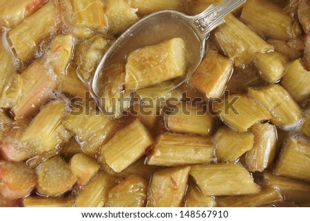 Stewed Rhubarb or Rhubarb baked with sugar and it\'s own natural juices