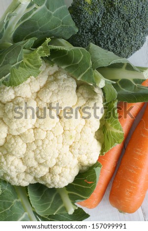 Broccoli carrots and cauliflower fresh vegetables