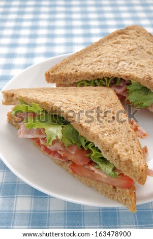 Bacon Lettuce and Tomato Sandwich on malted whole grain bread