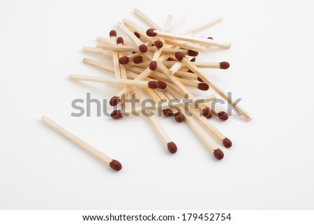 Pile of of safety matches studio isolated