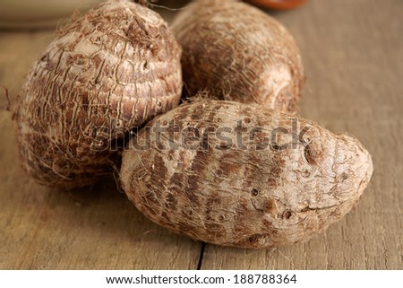 Eddoe or Eddo is a tropical root vegetable related to Taro (Dasheen)