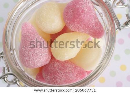 Pear Drops a classic British boiled sweet traditionally in pink and yellow