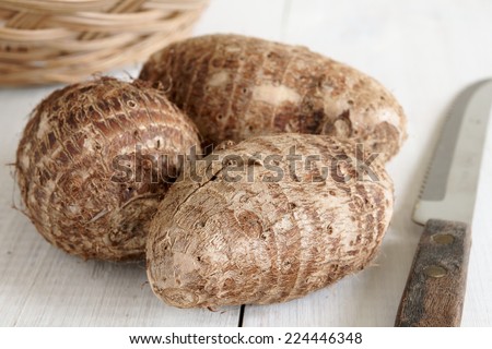 Eddoe or Malanga a popular root vegetable closely related to Taro used in Asian and Caribbean cooking