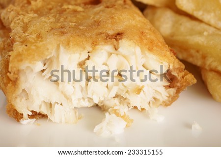 British chip shop fish and chips shot with shallow focus
