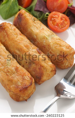 Glamorgan Sausage a Welsh vegetarian recipe made with cheese leeks and breadcrumbs