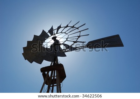 Farm wind mill silhouette - Back light