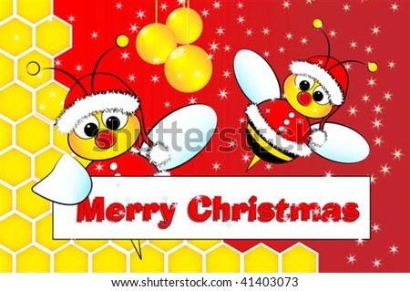 Beehive Pictures For Kids. stock vector : Christmas card for kids with Santa Claus Bees in a beehive, golden