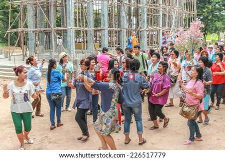 CHAIYAPHUM, THAILAND - OCTOBER 18. Many people do not know the name of Thailand joining merit. Year October 18, 2014 in Chaiyaphum, Thailand.