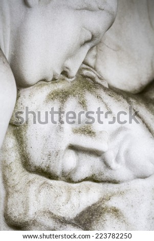 historic sculpture of maria kissing the dead jesus. Unknown artist of the 18th century.