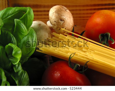 Cropped still life of pasta and the need ingredients to cook a delicious meal!