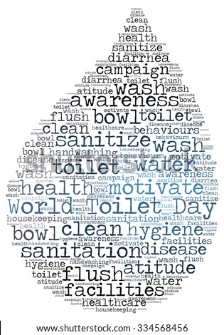 Illustration of World Toilet Day concept in modern word cloud art