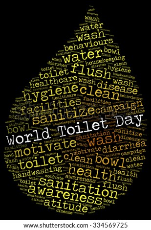 Illustration of World Toilet Day concept in modern word cloud art.