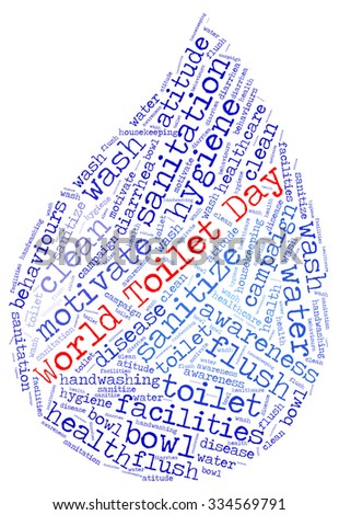 Illustration of World Toilet Day concept in modern word cloud art.