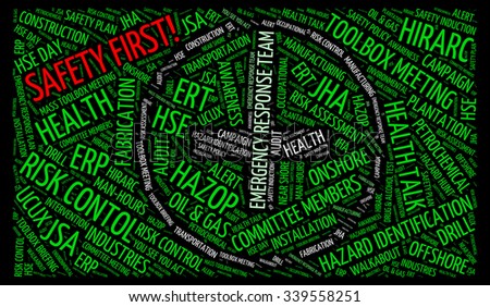 Illustration of Occupational Safety and Health concept in modern art word cloud tag