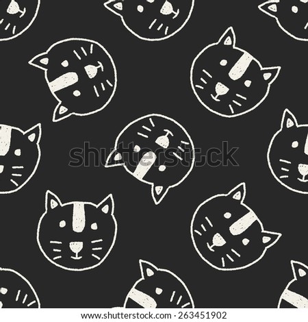 animal cat doodle drawing seamless pattern background