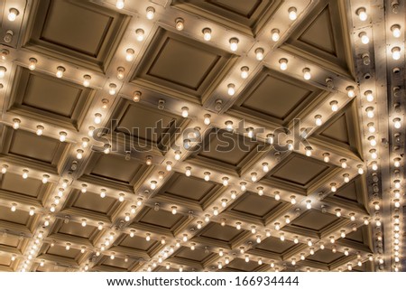 Old Historic Broadway Theater Marquee Ceiling Blinking Lights