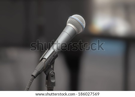 Microphone on Stand on Live Concert Performing Stage Closeup