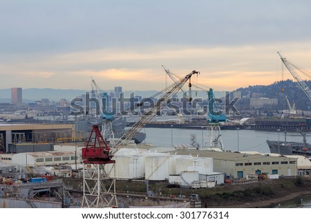 Repair and Maintenance Shipyard Facility in Portland Oregon Along Willamette River