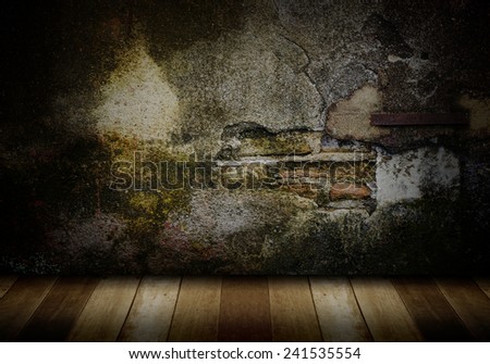 wood floor and old brick wall background