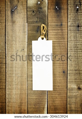 tag label on wooden background for texture