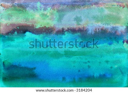 cool spring or winter water colour landscape